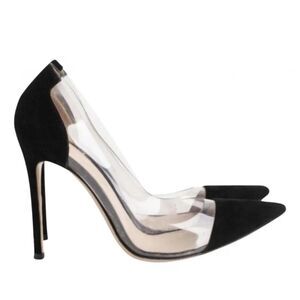 Gianvito-rossi Women's Black Suede Plexi Pumps Heels 37